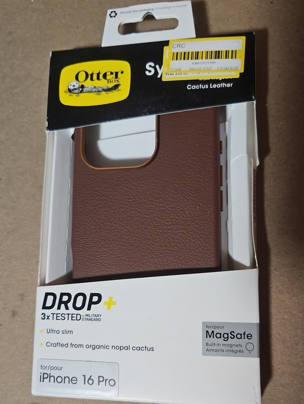 OtterBox iPhone 16 PRO Symmetry Series Case with MagSafe - BROWN CACTUS LEATHER